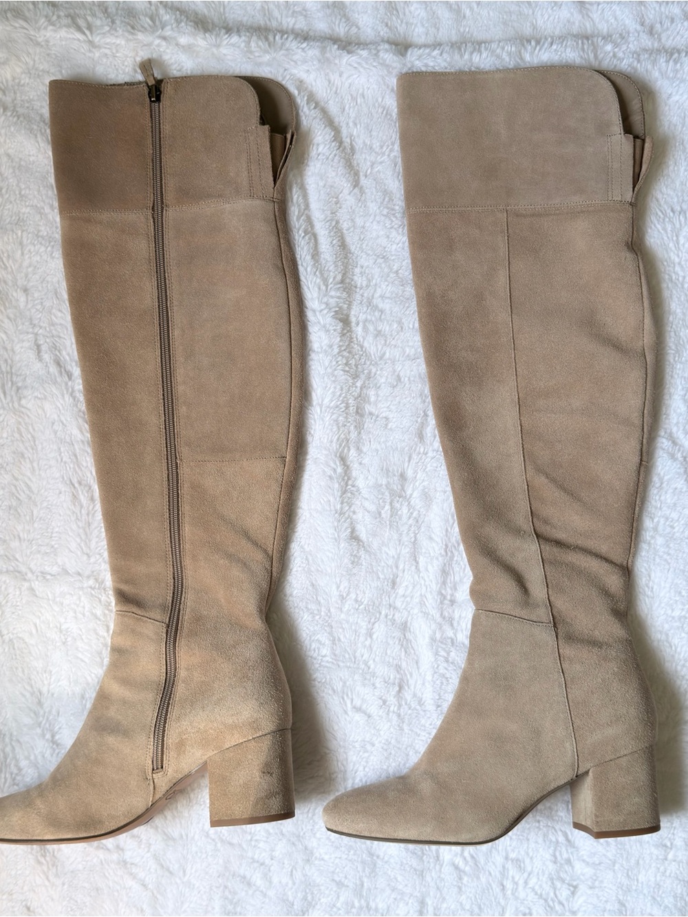 🍂🤎 Franco Sarto Taupe Suede Over the Knee Boots Block Heel Size 8